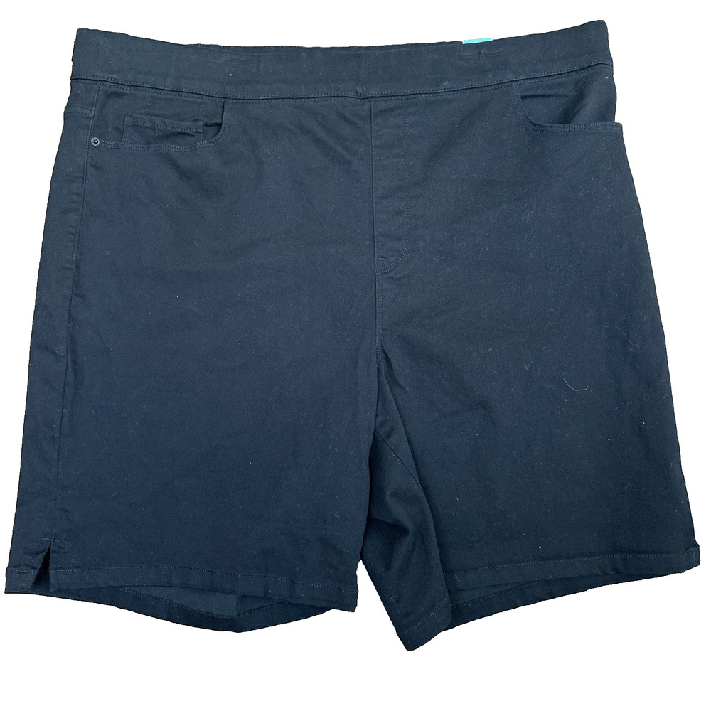 NEW Donna Karan Shorts 2X Comfort Stretch Women Black Bermuda Pull-on DKNY NWT